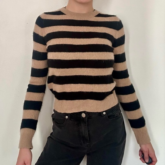 Jumper 1234 Striped Crew Neck Sweater - Black and Tan - Picture 3 of 5